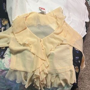 FAVLUX Light Yellow Ruffle Blouse